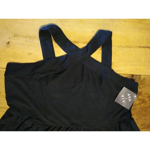 Ava And Viv Women's Plus Size 1X Black Sleeveless Dress Sundress Soft Stretchy - Picture 2 of 8